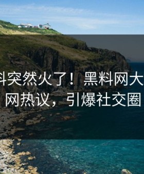 今晨爆料突然火了！黑料网大V居然全网热议，引爆社交圈