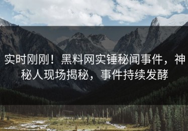实时刚刚！黑料网实锤秘闻事件，神秘人现场揭秘，事件持续发酵