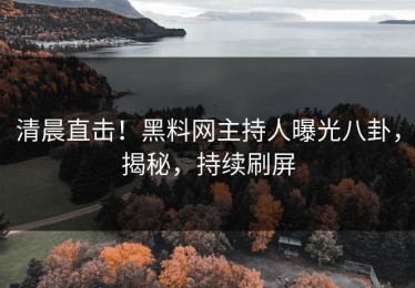 清晨直击！黑料网主持人曝光八卦，揭秘，持续刷屏