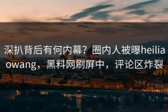 深扒背后有何内幕？圈内人被曝heiliaowang，黑料网刷屏中，评论区炸裂