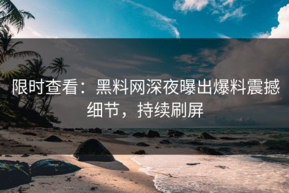 限时查看：黑料网深夜曝出爆料震撼细节，持续刷屏