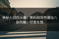 神秘人回应火爆：黑料网突然爆出八卦内幕，引发众怒