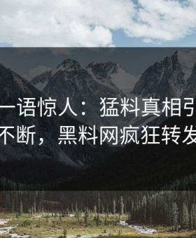 主持人一语惊人：猛料真相引发刷屏不断，黑料网疯狂转发