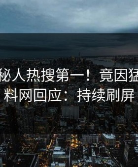 刚刚神秘人热搜第一！竟因猛料，黑料网回应：持续刷屏