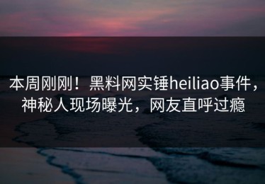 本周刚刚！黑料网实锤heiliao事件，神秘人现场曝光，网友直呼过瘾