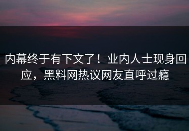 内幕终于有下文了！业内人士现身回应，黑料网热议网友直呼过瘾