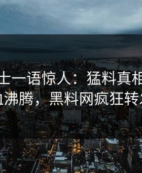 业内人士一语惊人：猛料真相引发热血沸腾，黑料网疯狂转发