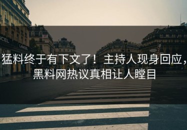 猛料终于有下文了！主持人现身回应，黑料网热议真相让人瞠目