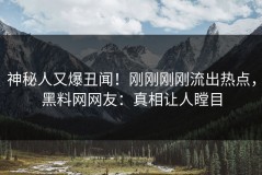 神秘人又爆丑闻！刚刚刚刚流出热点，黑料网网友：真相让人瞠目