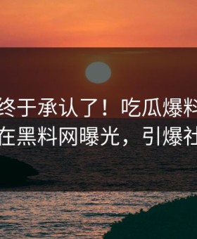 神秘人终于承认了！吃瓜爆料背后的故事在黑料网曝光，引爆社交圈