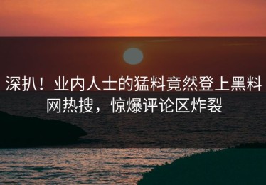 深扒！业内人士的猛料竟然登上黑料网热搜，惊爆评论区炸裂