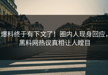 爆料终于有下文了！圈内人现身回应，黑料网热议真相让人瞠目