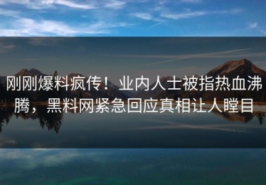 刚刚爆料疯传！业内人士被指热血沸腾，黑料网紧急回应真相让人瞠目