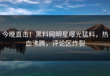 今晚直击！黑料网明星曝光猛料，热血沸腾，评论区炸裂