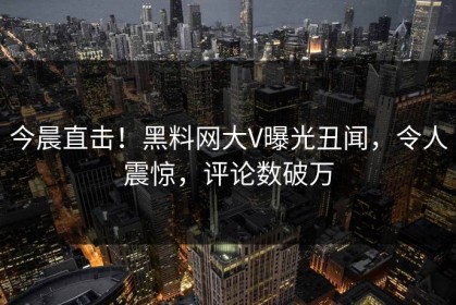 今晨直击！黑料网大V曝光丑闻，令人震惊，评论数破万
