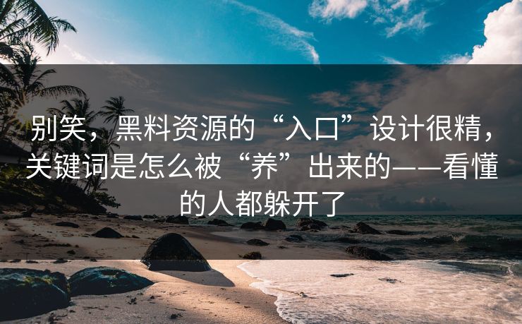 别笑，黑料资源的“入口”设计很精，关键词是怎么被“养”出来的——看懂的人都躲开了