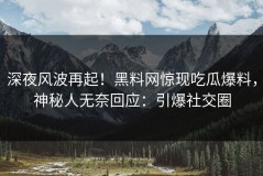 深夜风波再起！黑料网惊现吃瓜爆料，神秘人无奈回应：引爆社交圈