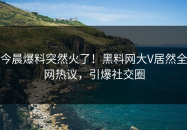 今晨爆料突然火了！黑料网大V居然全网热议，引爆社交圈