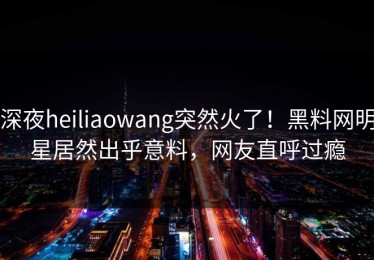 深夜heiliaowang突然火了！黑料网明星居然出乎意料，网友直呼过瘾