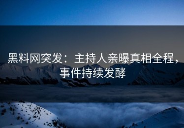 黑料网突发：主持人亲曝真相全程，事件持续发酵