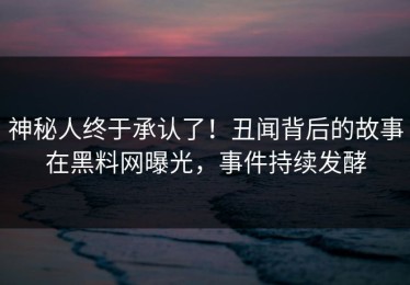 神秘人终于承认了！丑闻背后的故事在黑料网曝光，事件持续发酵