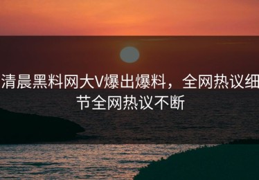 清晨黑料网大V爆出爆料，全网热议细节全网热议不断