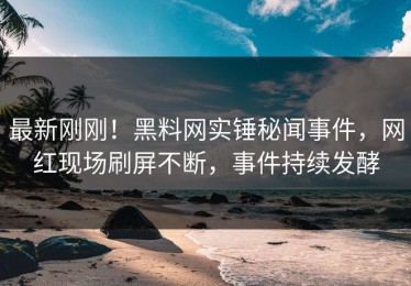最新刚刚！黑料网实锤秘闻事件，网红现场刷屏不断，事件持续发酵
