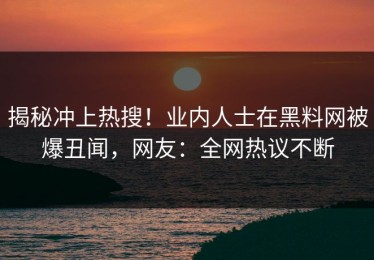揭秘冲上热搜！业内人士在黑料网被爆丑闻，网友：全网热议不断