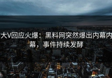 大V回应火爆：黑料网突然爆出内幕内幕，事件持续发酵