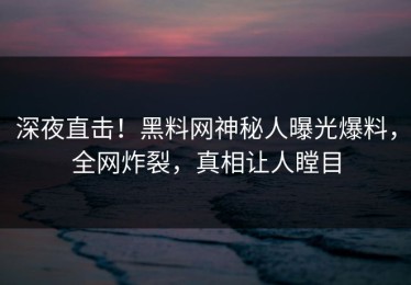 深夜直击！黑料网神秘人曝光爆料，全网炸裂，真相让人瞠目