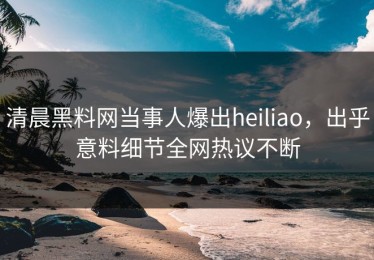 清晨黑料网当事人爆出heiliao，出乎意料细节全网热议不断