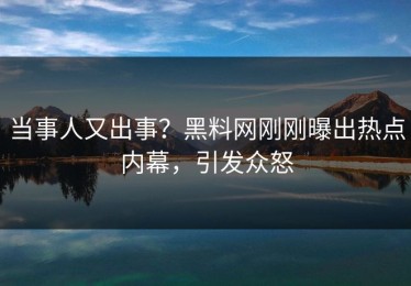 当事人又出事？黑料网刚刚曝出热点内幕，引发众怒