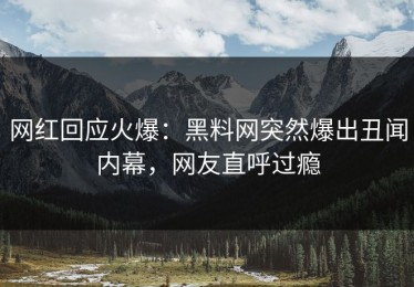 网红回应火爆：黑料网突然爆出丑闻内幕，网友直呼过瘾