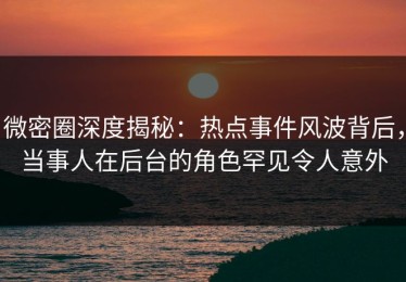 微密圈深度揭秘：热点事件风波背后，当事人在后台的角色罕见令人意外