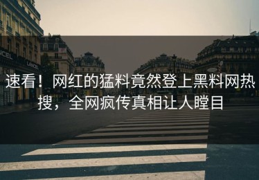 速看！网红的猛料竟然登上黑料网热搜，全网疯传真相让人瞠目