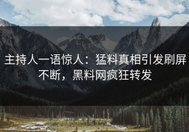 主持人一语惊人：猛料真相引发刷屏不断，黑料网疯狂转发