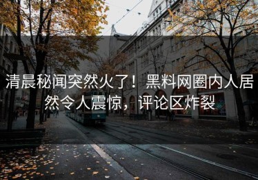 清晨秘闻突然火了！黑料网圈内人居然令人震惊，评论区炸裂