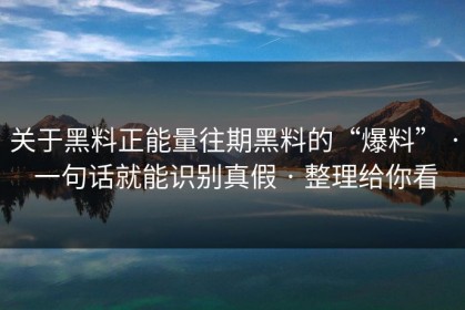 关于黑料正能量往期黑料的“爆料” · 一句话就能识别真假 · 整理给你看