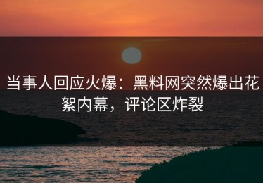 当事人回应火爆：黑料网突然爆出花絮内幕，评论区炸裂