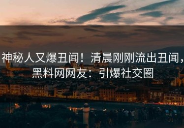 神秘人又爆丑闻！清晨刚刚流出丑闻，黑料网网友：引爆社交圈