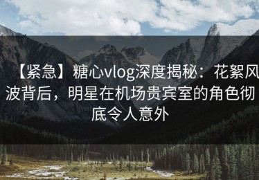 【紧急】糖心vlog深度揭秘：花絮风波背后，明星在机场贵宾室的角色彻底令人意外
