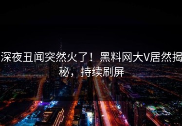 深夜丑闻突然火了！黑料网大V居然揭秘，持续刷屏