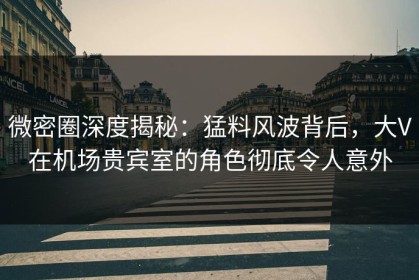 微密圈深度揭秘：猛料风波背后，大V在机场贵宾室的角色彻底令人意外