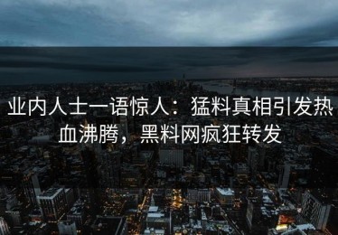 业内人士一语惊人：猛料真相引发热血沸腾，黑料网疯狂转发