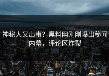 神秘人又出事？黑料网刚刚曝出秘闻内幕，评论区炸裂