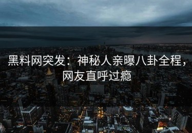 黑料网突发：神秘人亲曝八卦全程，网友直呼过瘾