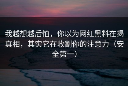 我越想越后怕，你以为网红黑料在揭真相，其实它在收割你的注意力（安全第一）
