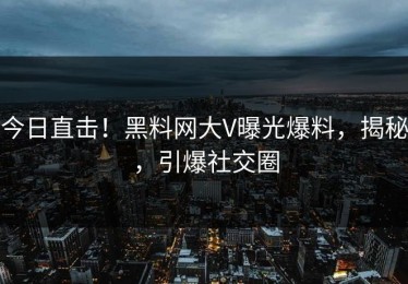 今日直击！黑料网大V曝光爆料，揭秘，引爆社交圈