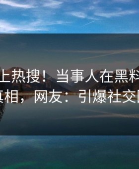 深扒冲上热搜！当事人在黑料网被爆真相，网友：引爆社交圈