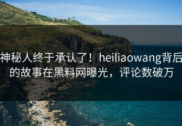 神秘人终于承认了！heiliaowang背后的故事在黑料网曝光，评论数破万